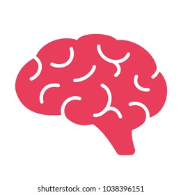 Red brain vector clip art icon isolated on white background