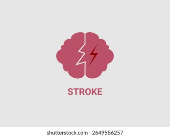 Un cerebro rojo con un rayo blanco atravesando su centro