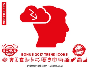 Red Brainstorming icon with bonus 2017 year trend clip art. Vector illustration style is flat iconic symbols, white background.