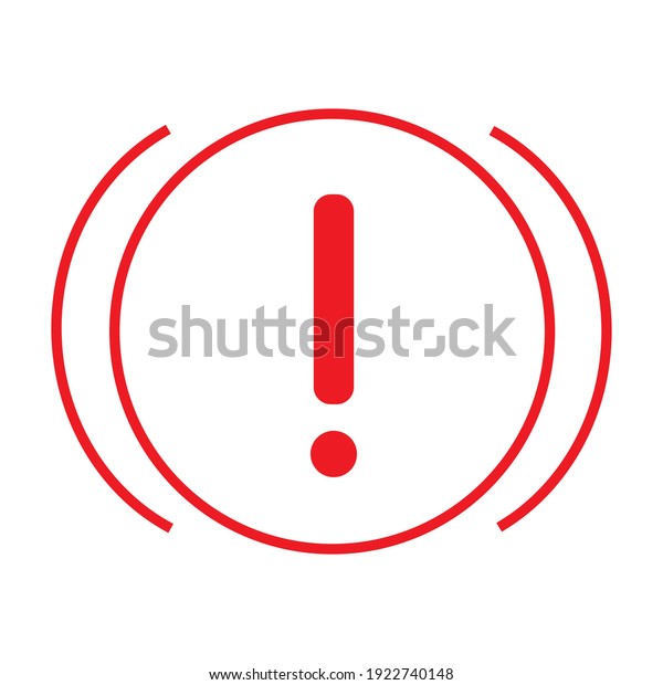 Red brake light signal in the car icon on white\
background vector. 