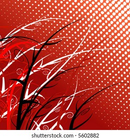  red branches pattern - vector -