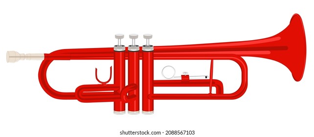 Red brass trumpet vector illustration