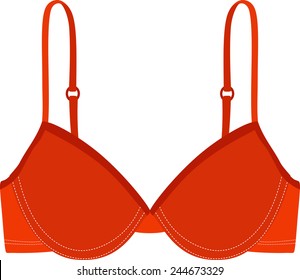 Red brassiere on white background.