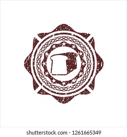 Red bread icon inside distress grunge seal