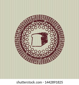 Red bread icon inside distress grunge seal
