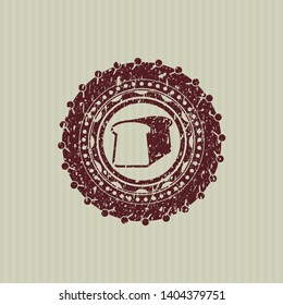 Red bread icon inside rubber grunge seal