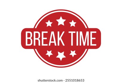 Red BREAK TIME Gummistempel Siegel Vektorgrafik einzeln auf weißem Hintergrund