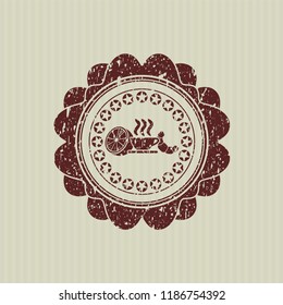 Red breakfast  icon inside distress rubber stamp