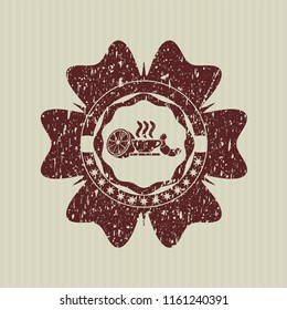 Red breakfast  icon inside distressed rubber grunge stamp