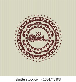 Red breakfast  icon inside distressed grunge seal