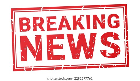 Red Breaking News stamp sticker with grunge vector illustration