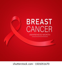 Red breast cancer ribbon with ribbon