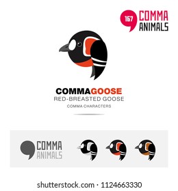 Red Breasted Goose bird concept icon set and modern brand identity logo template and app symbol based on comma sign