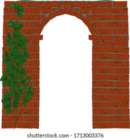 Red brick arch with vine. Suitable for postcards, printing