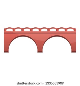 Red brick bridge icon. Cartoon of red brick bridge vector icon for web design isolated on white background