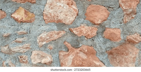 Fondo de textura de piedra de ladrillo rojo y cemento. Textura de pared de ladrillo, textura de piedra, fondo de piedra. Diseño interior y exterior, fachada, valla. Materiales de construcción, renovación y construcción.