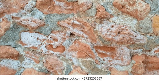 Fondo de textura de piedra de ladrillo rojo y cemento. Textura de pared de ladrillo, textura de piedra, fondo de piedra. Diseño interior y exterior, fachada, valla. Materiales de construcción, renovación y construcción.