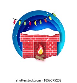 Rotziegelfeuer. Schöne Neujahrsdekoration. Winterferien. Fröhlicher Weihnachtspaprikaschoten-Stil.