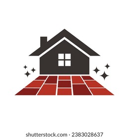 red brick with house. abstract simple flat design.