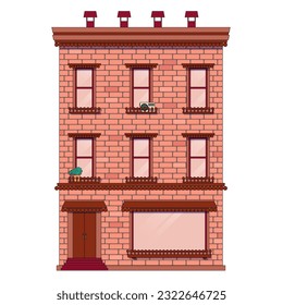 casa de ladrillo rojo en brooklyn, ilustración vectorial, fondo