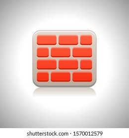 Red brick icon on gradient background. vector design.