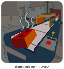 red brick on the conveyor