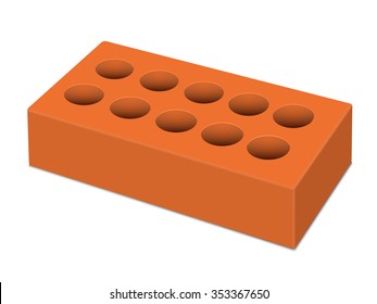 Red brick on a white background. Vector illustration.