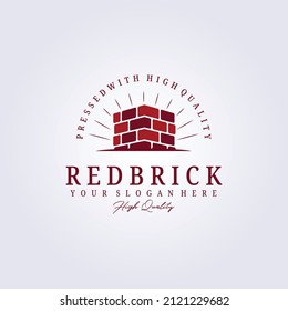 red brick, pile and stack balance bricks logo vector illustration design template product