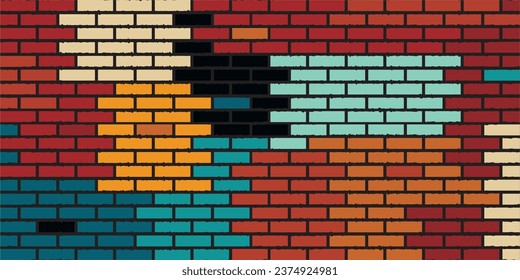 red brick with retro colors