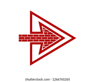 red brick right arrow in the triangle