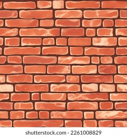 Red Brick Seamless Texture Pattern Isolated Detailed Hand Drawn Painting Illustration