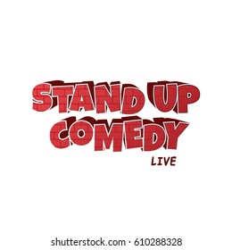 red brick stand up comedy cartoon theme vector art illustration