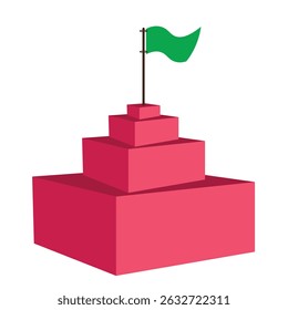 Red brick wall 3D render with a green arrow, a concept of construction growth and success