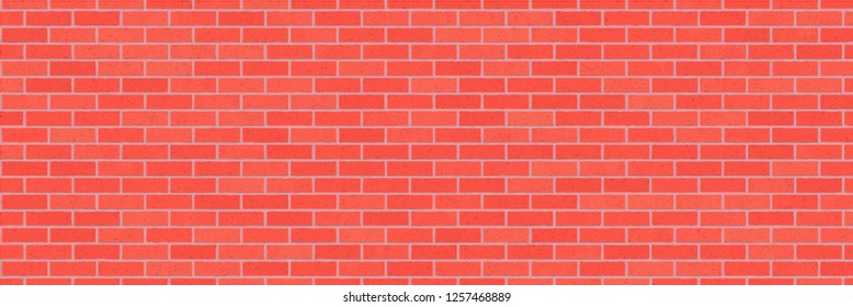 Red brick wall abstract background. Texture of bricks. Decorative stone. Vector wide illustration. Template design for web banners