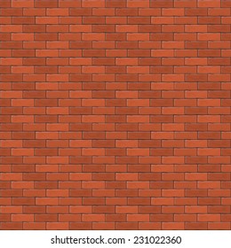 Red brick wall, abstract seamless background, illustration.