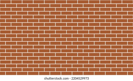 Red brick wall background. Geometric seamless pattern texture. Simple flat vector, arranged rectangular shape. Illustration of brown concrete brick, building materials, house walls. For backdrops.