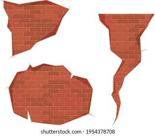 Muro de ladrillo rojo, bloque de fondo, aislado en blanco, edificio de construcción, diseño, ilustración vectorial de estilo plano.