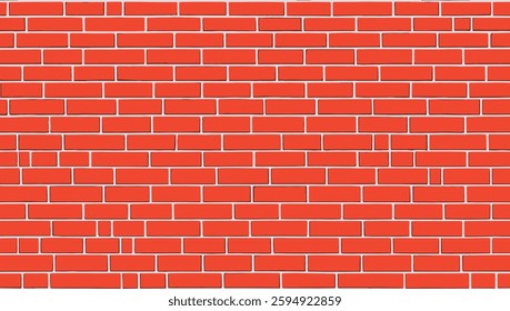 Red brick wall background. Red grunge tile pattern. Ceramic or stone brick wall background. Kitchen backsplash, baby girl room, bathroom or shower floor texture. Decoration illustration.