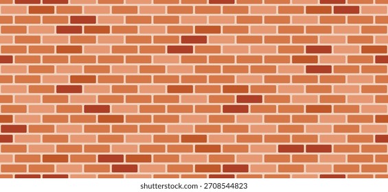 Parede de tijolo vermelho Fundo. Formato panorâmico. Textura padrão sem emenda. Ilustração vetorial