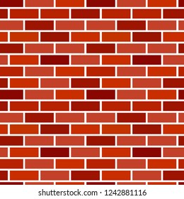 Red brick wall background. Seamless vector pattern. Brickwork & masonry texture. Stretcher running bond
