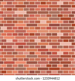Red brick wall background. Vector illustration 