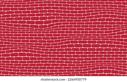 red brick wall background vector texture with brick size distortion