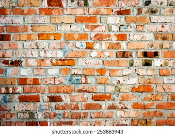 Red brick wall background. Vector illustration.