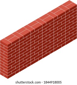 rote Ziegelwand. Baumaterial. Bau und Instandsetzung des Hauses in der Isoometrie