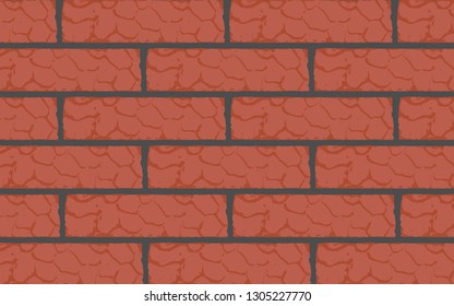 Red brick wall. Close-up. Vector image. Background. Texture.