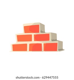 Red brick wall. Colorful cartoon vector Illustration