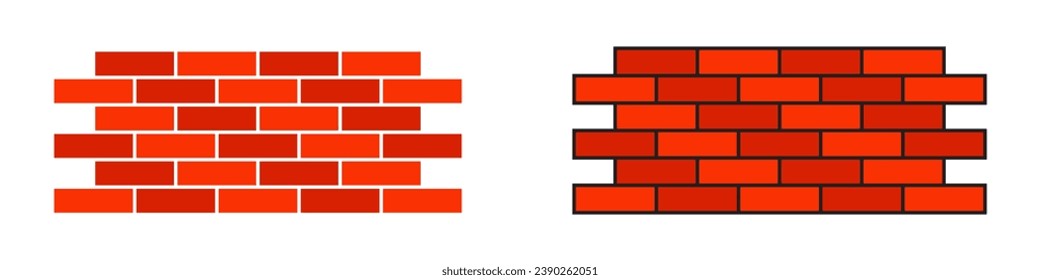 Red brick wall icon. Vector illustration.