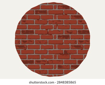 Red brick wall inside a round frame