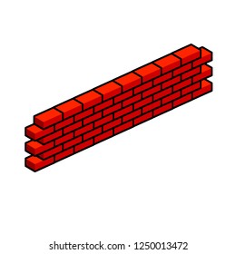 Red Brick Wall Isometric View Construction Stock Vector (Royalty Free ...