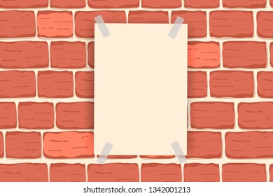 Red brick wall seamless background. Textured brown brick wall pattern for printing, mock-up, poster, banner, promo, sales. Grunge texture. Blocks for architecture project, Masonry effect, building 